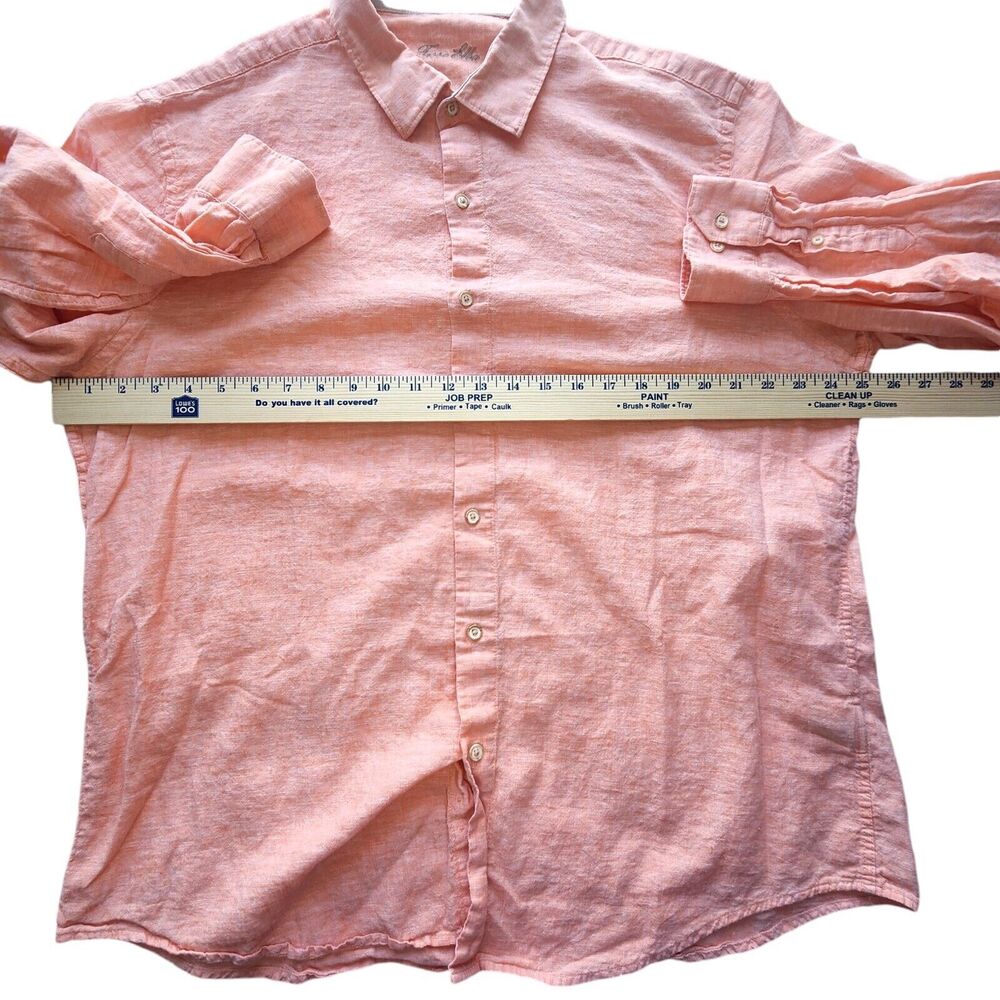 Tasso Elba Mens Size XL Orange Linen Blend Button Down Shirt Long Sleeve Island - Picture 6 of 9